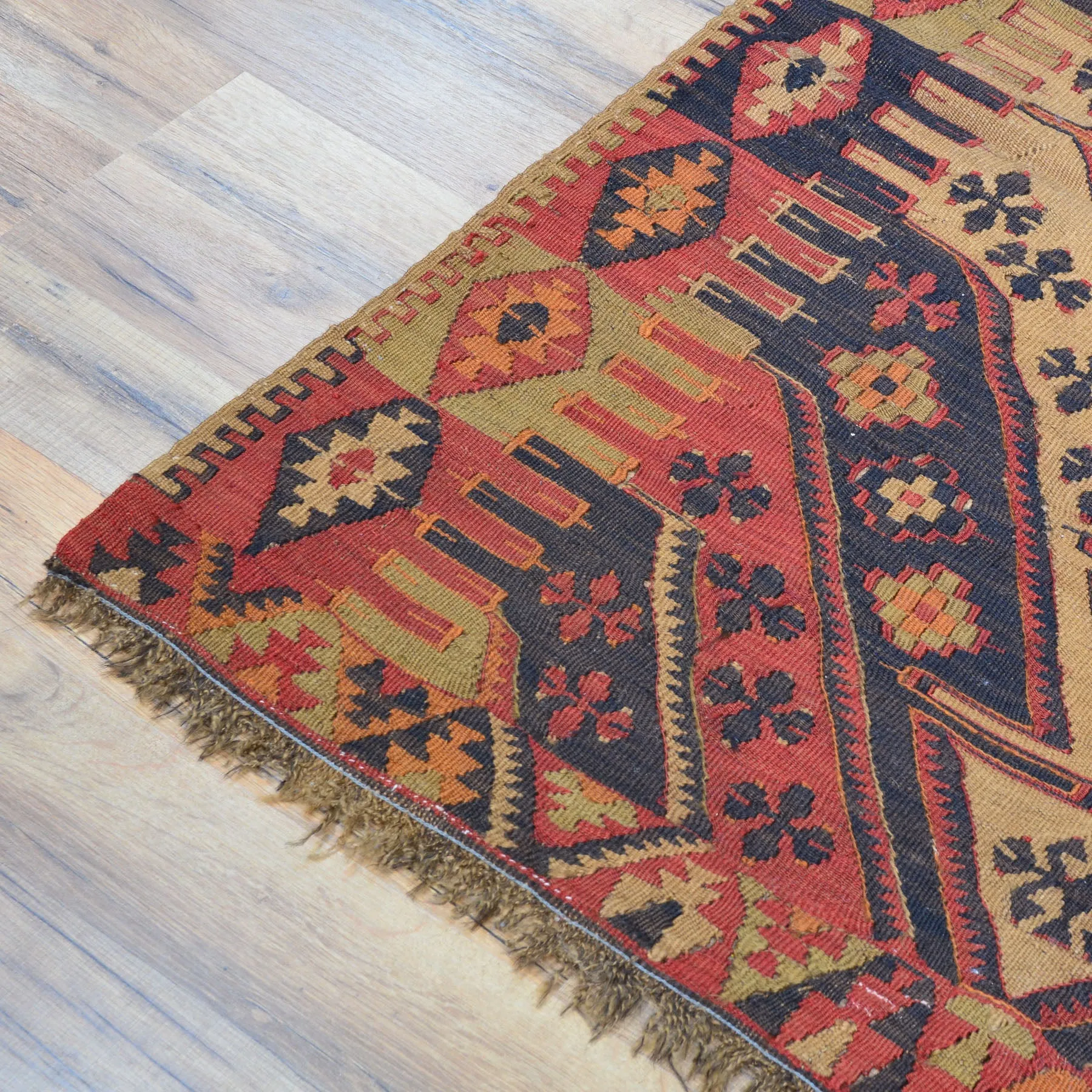 Hand-Woven Tribal Turkish Reversible Wool Oriental Kilim Rug (Size 3.5 X 8.4) Cwral-3285
