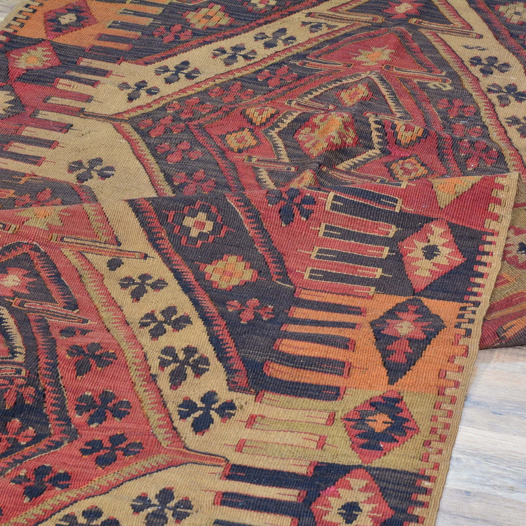 Hand-Woven Tribal Turkish Reversible Wool Oriental Kilim Rug (Size 3.5 X 8.4) Cwral-3285