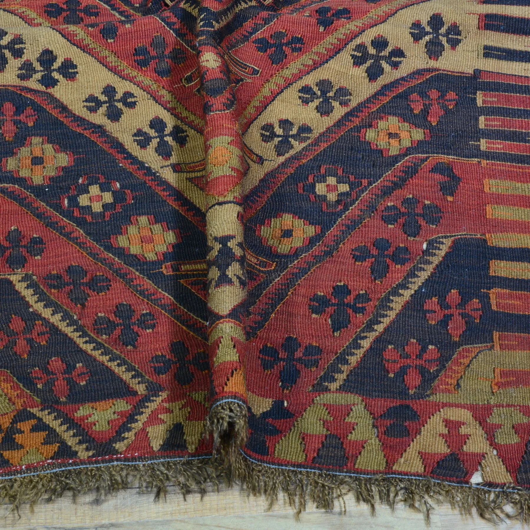 Hand-Woven Tribal Turkish Reversible Wool Oriental Kilim Rug (Size 3.5 X 8.4) Cwral-3285