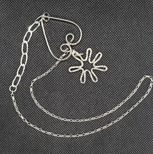 Handmade Sterling Silver Heart-Star Lariat Necklace – Boho Chic Pendant