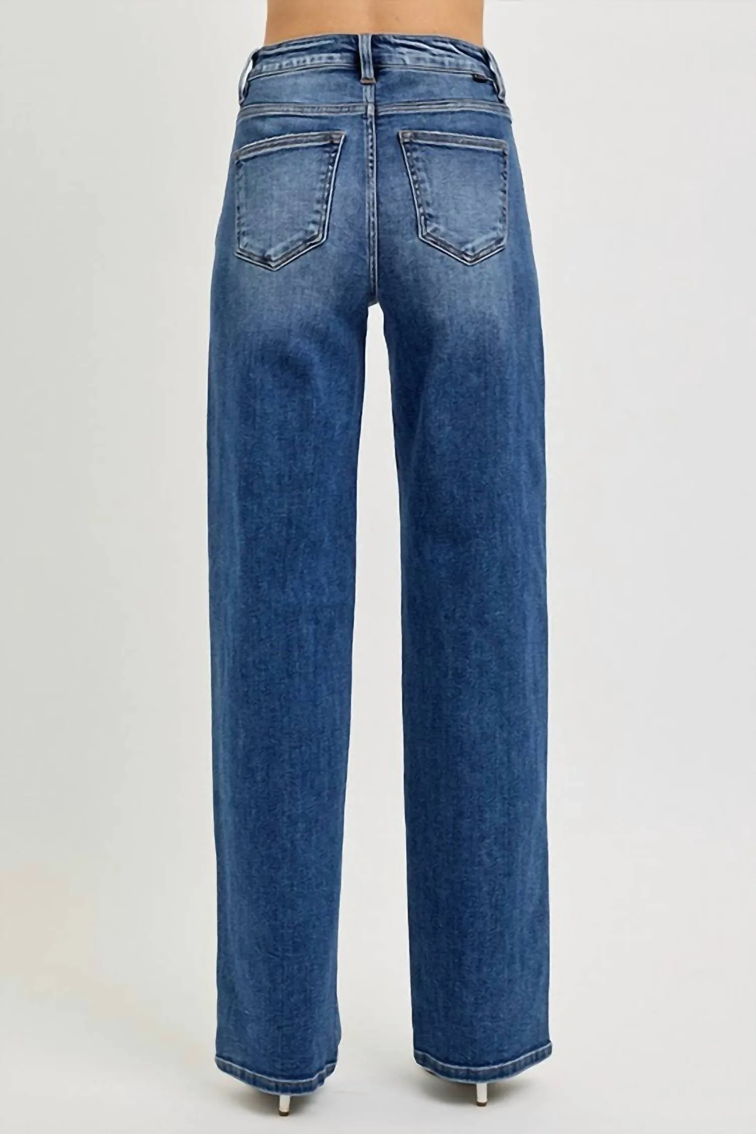 High Rise Tummy Control Wide Baggy Jeans In Denim