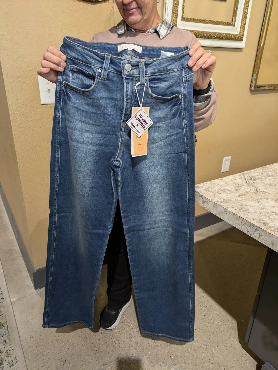 High Rise Tummy Control Wide Baggy Jeans In Denim