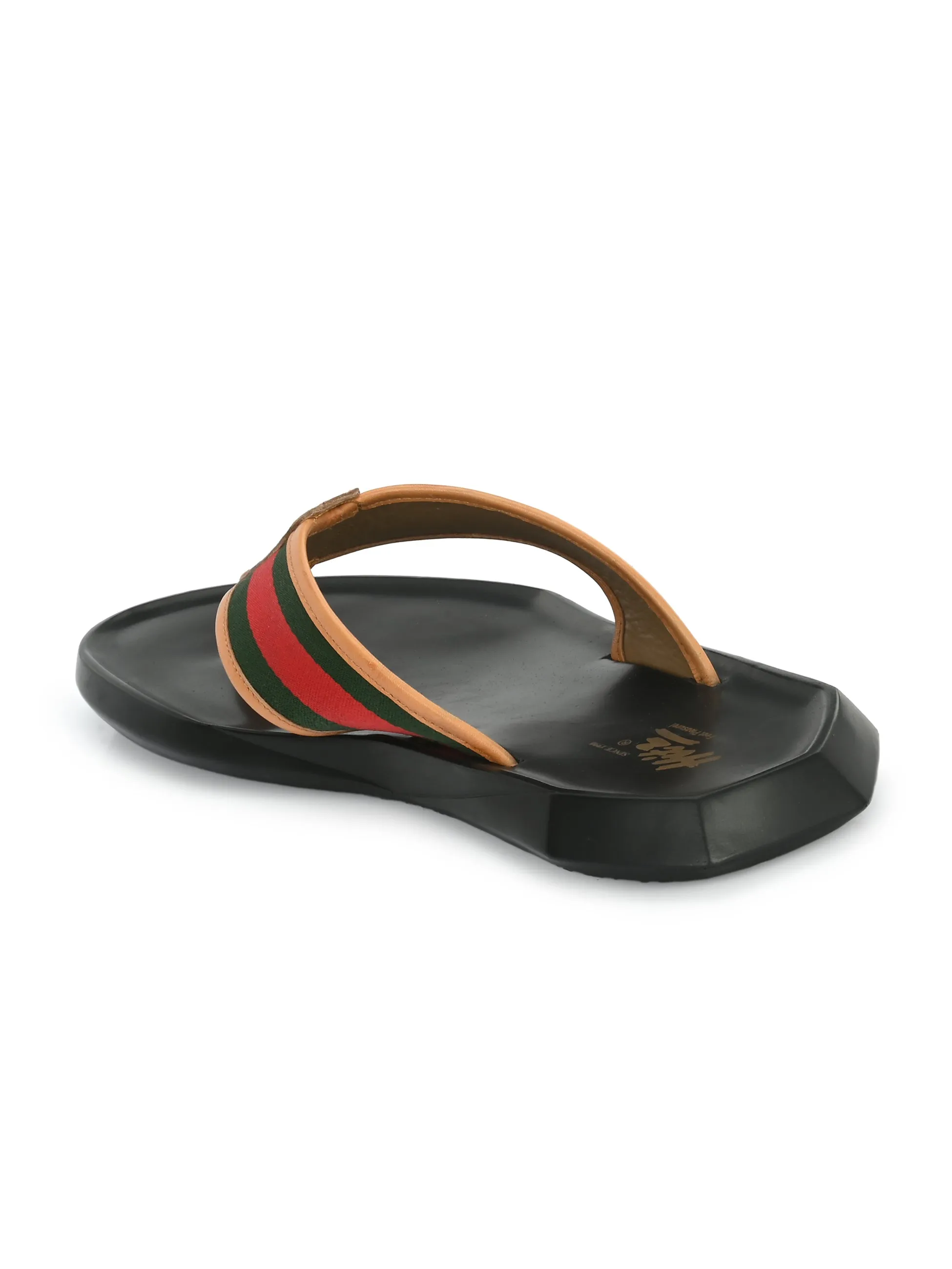 Hitz Men's Tan Leather Open Toe Slippers