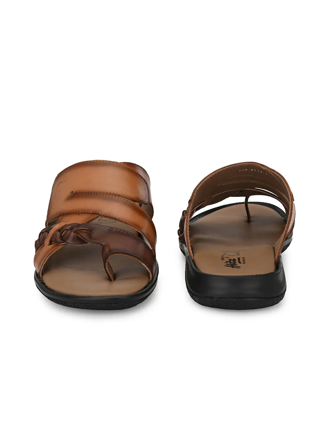 HITZ6713 Men's Tan Leather Daily Wear Slip-On Slipper