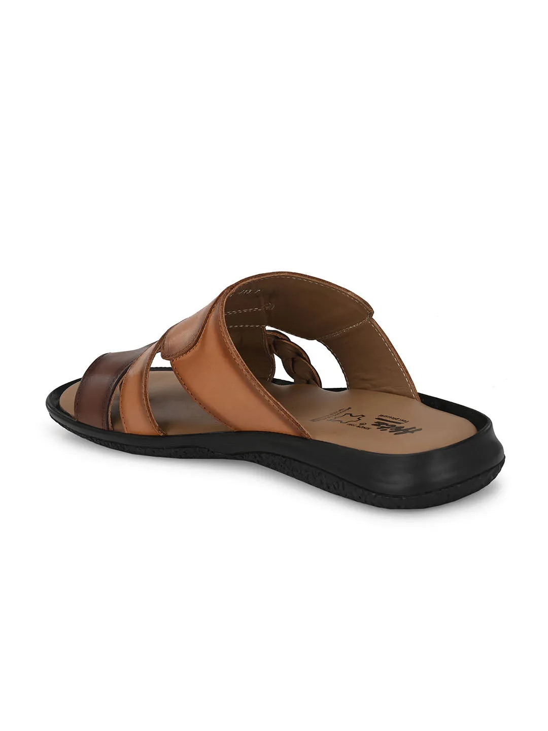 HITZ6713 Men's Tan Leather Daily Wear Slip-On Slipper