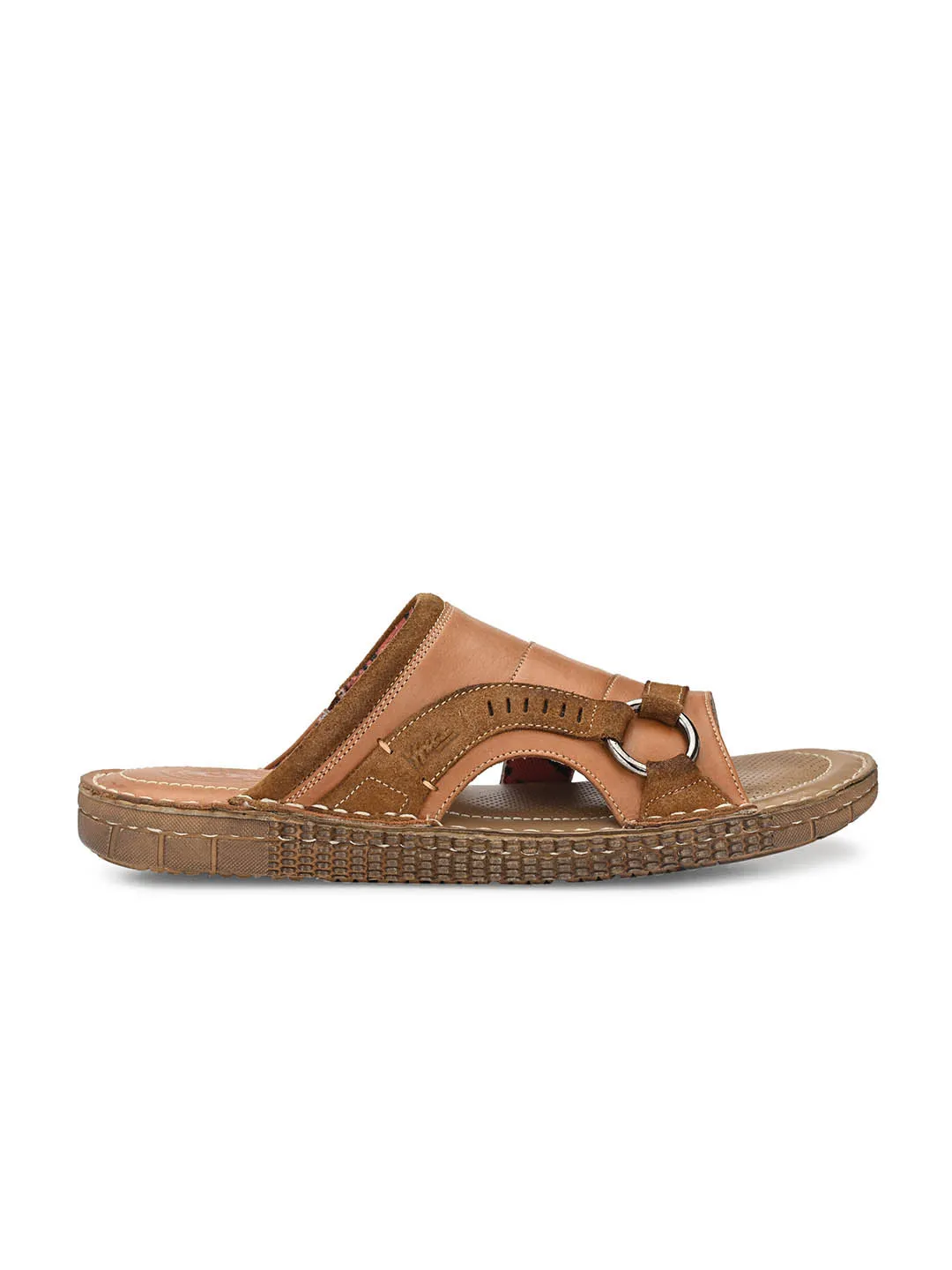 HITZ7404 Men's Tan Leather Casual Open Slipper