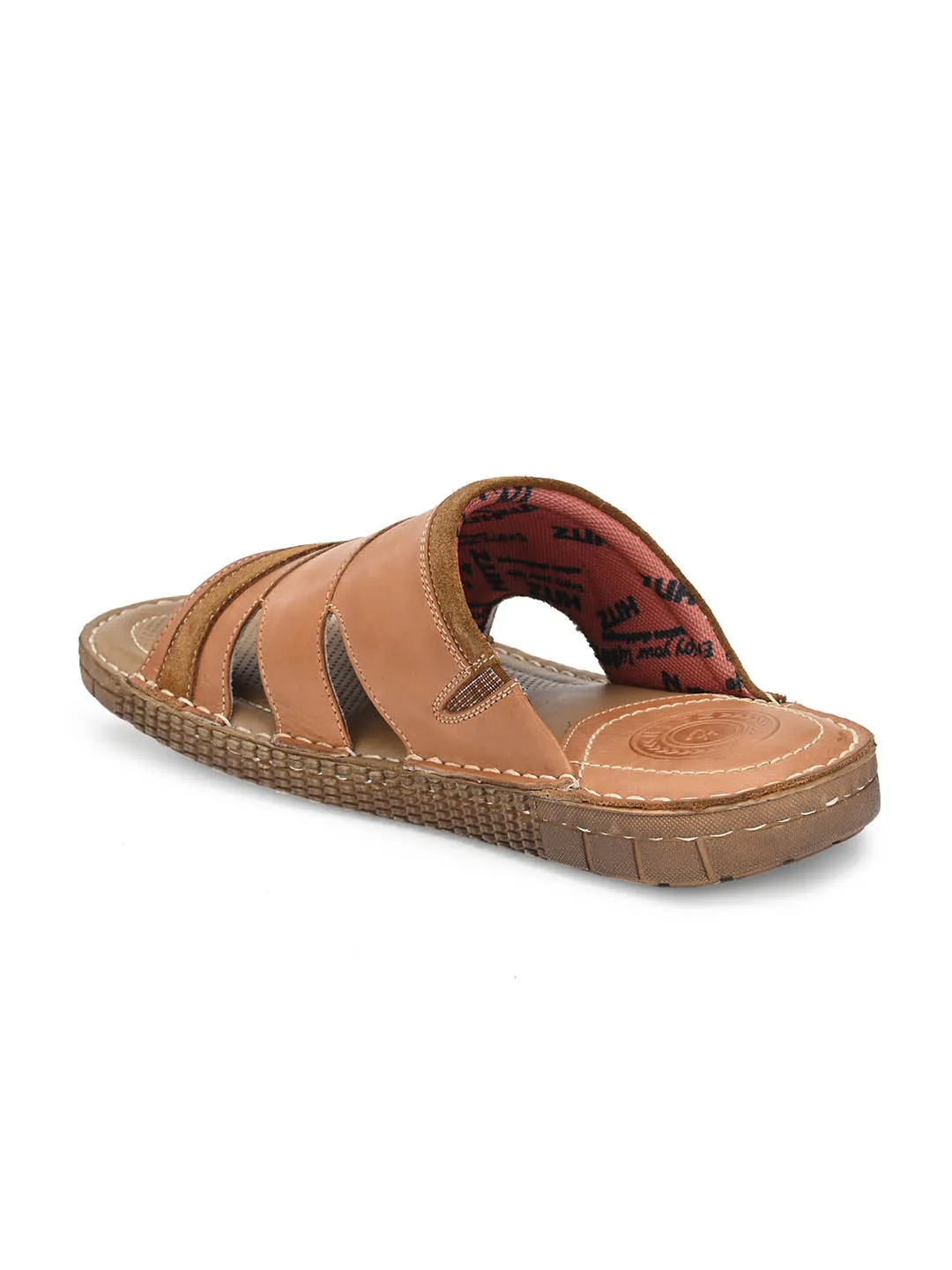 HITZ7404 Men's Tan Leather Casual Open Slipper