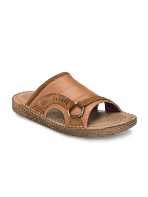 HITZ7404 Men's Tan Leather Casual Open Slipper