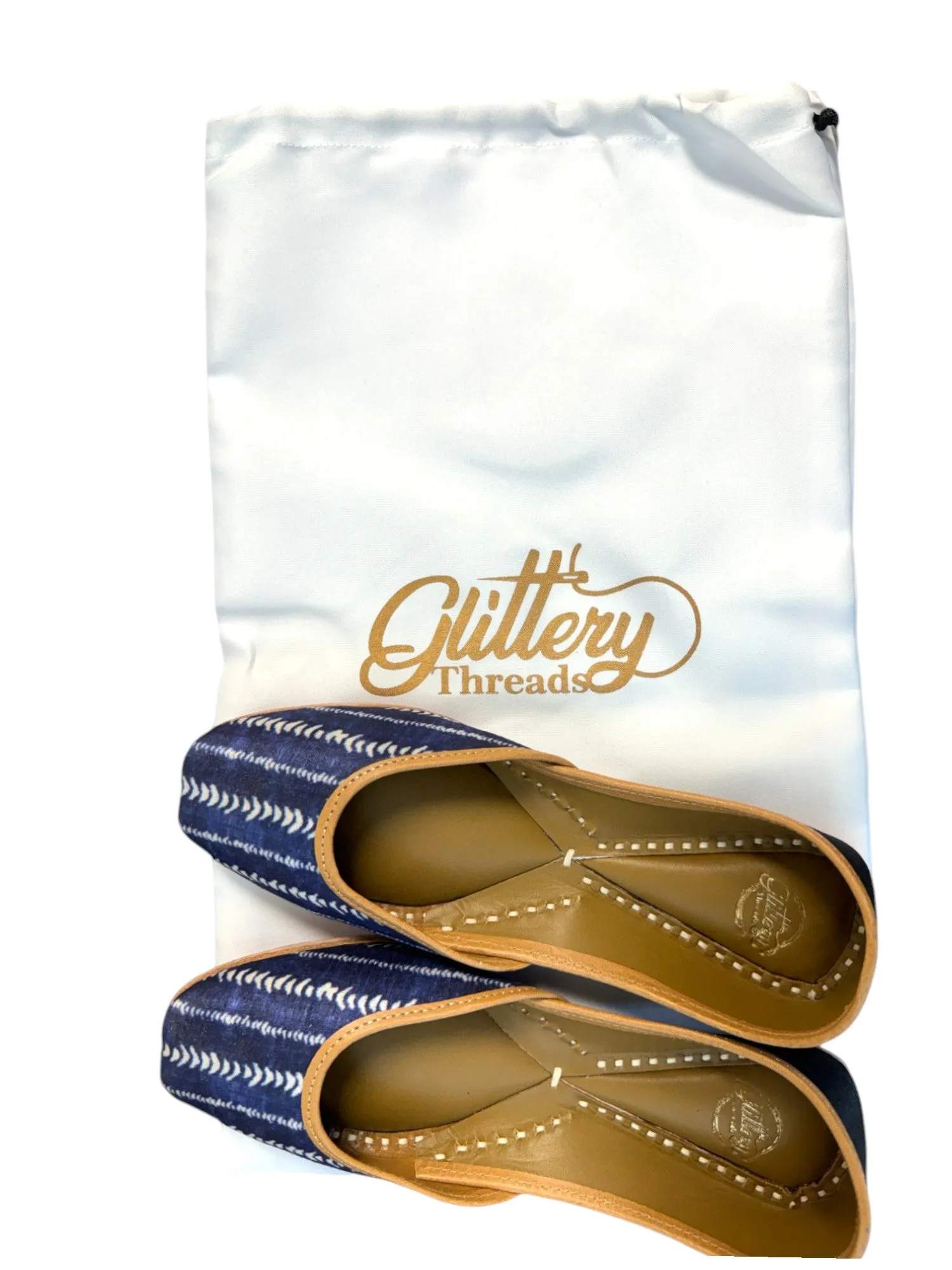 Indigo Blue Punjabi Leather Jutti | Indian Women's Traditional Wear Mojari | Women's Khussa Shoes | Indian Wedding Jutti | Indian Ballet Flats