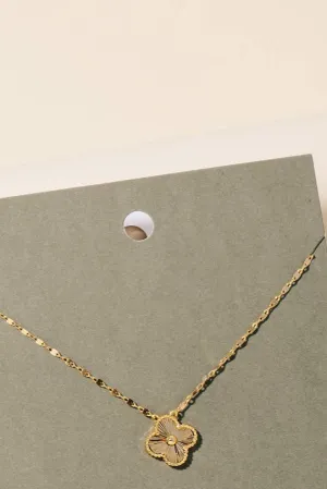intricate gold clover pendant necklace