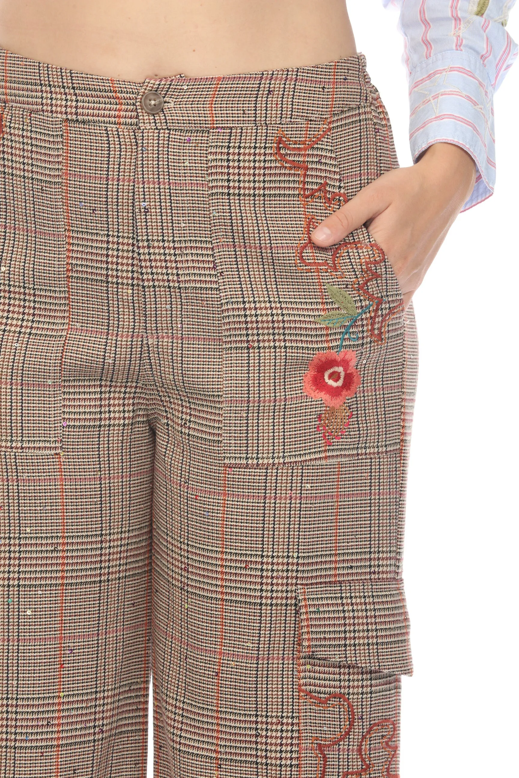 Johnny Was Workshop Plaid Nylah Cargo Pants Boho Chic W62424