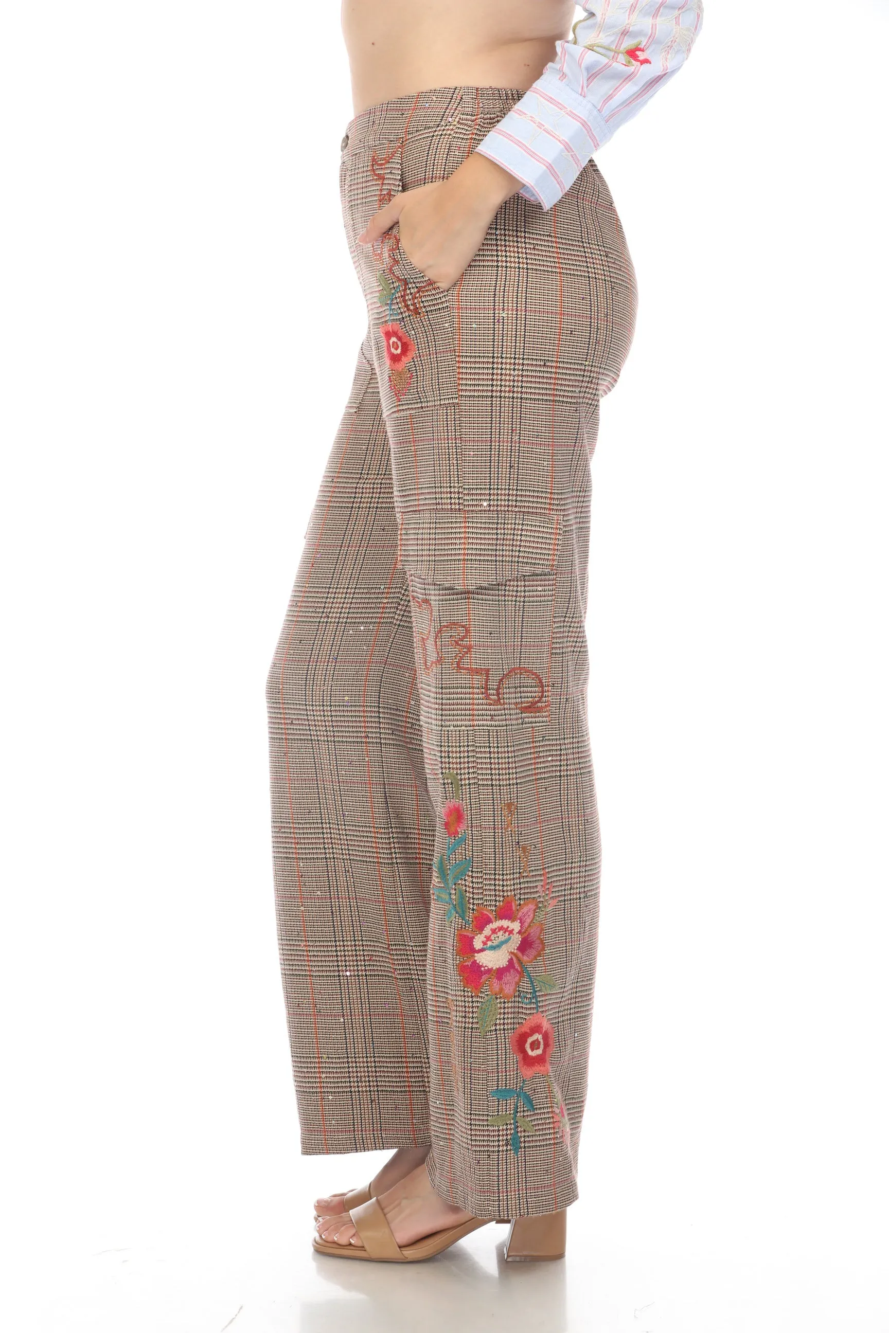 Johnny Was Workshop Plaid Nylah Cargo Pants Boho Chic W62424