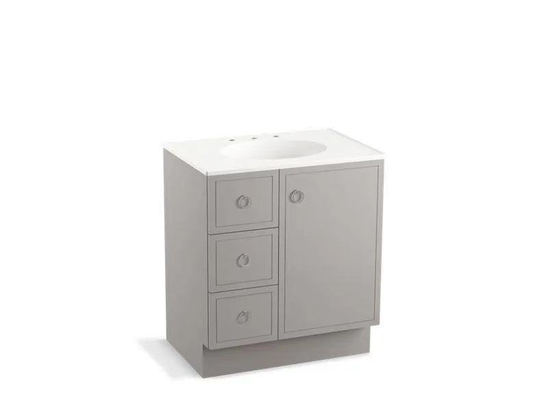 KOHLER K-99504-TKL-1WA Jacquard 30" bathroom vanity cabinet with toe kick, 1 door and 3 drawers on left
