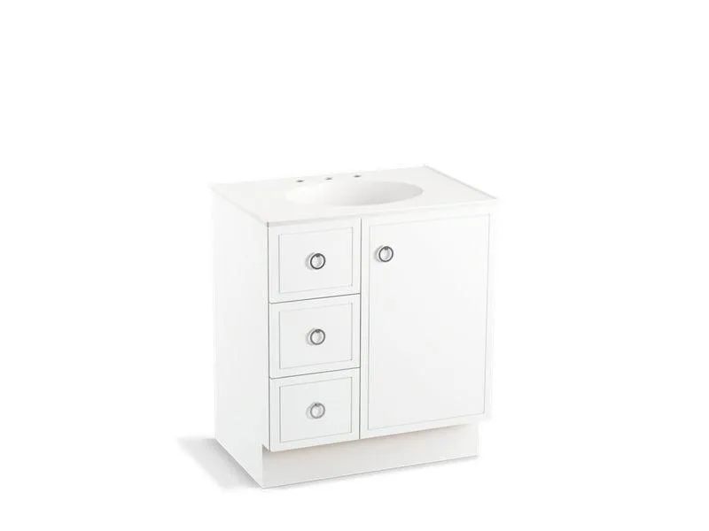KOHLER K-99504-TKL-1WA Jacquard 30" bathroom vanity cabinet with toe kick, 1 door and 3 drawers on left