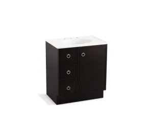 KOHLER K-99504-TKL-1WA Jacquard 30" bathroom vanity cabinet with toe kick, 1 door and 3 drawers on left