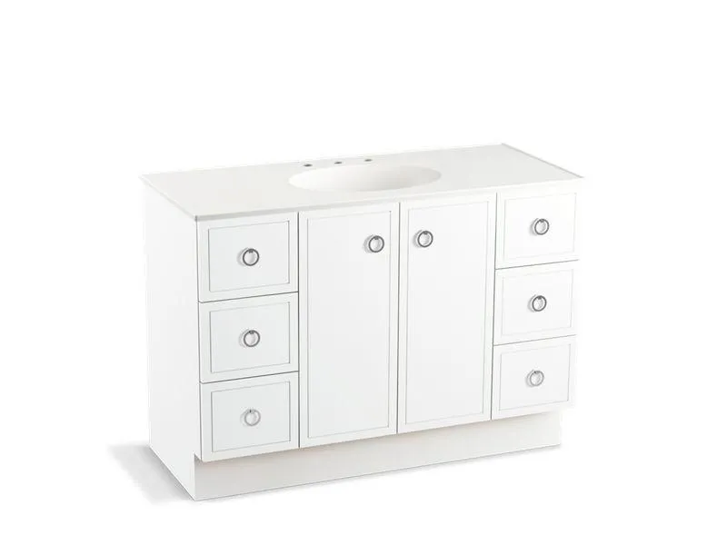 KOHLER K-99509-TK-1WA Jacquard 48" bathroom vanity cabinet with toe kick, 2 doors and 6 drawers