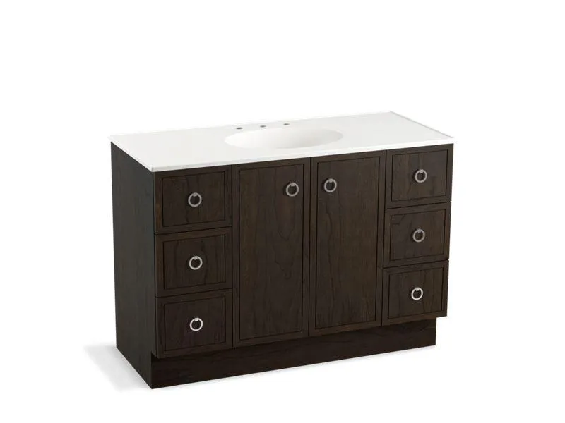KOHLER K-99509-TK-1WA Jacquard 48" bathroom vanity cabinet with toe kick, 2 doors and 6 drawers