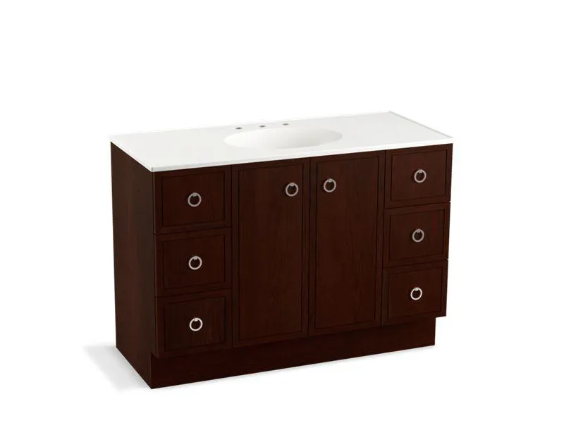 KOHLER K-99509-TK-1WA Jacquard 48" bathroom vanity cabinet with toe kick, 2 doors and 6 drawers