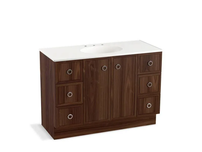 KOHLER K-99509-TK-1WA Jacquard 48" bathroom vanity cabinet with toe kick, 2 doors and 6 drawers