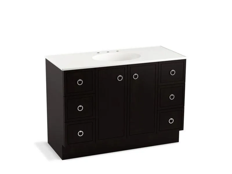 KOHLER K-99509-TK-1WA Jacquard 48" bathroom vanity cabinet with toe kick, 2 doors and 6 drawers