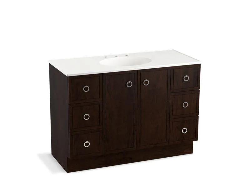KOHLER K-99509-TK-1WA Jacquard 48" bathroom vanity cabinet with toe kick, 2 doors and 6 drawers