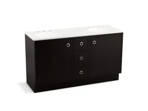 KOHLER K-99511-TKSD-1WA Jacquard 60" bathroom vanity cabinet with toe kick, 2 doors and 3 drawers, split top drawer