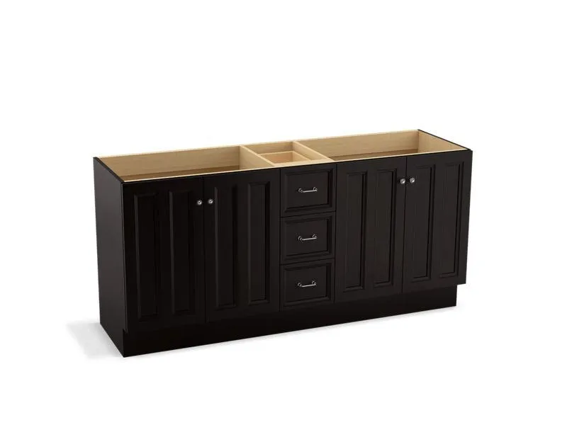 KOHLER K-99525-TKSD-1WA Damask 72" bathroom vanity cabinet with toe kick, 4 doors and 3 drawers, split top drawer