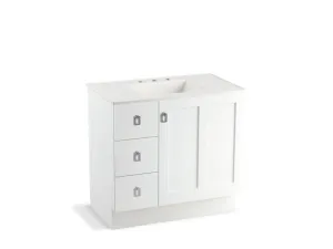 KOHLER K-99533-TKL-1WA Poplin 36" bathroom vanity cabinet with toe kick, 1 door and 3 drawers on left