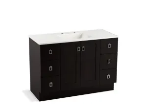 KOHLER K-99535-TKSD-1WA Poplin 48" bathroom vanity cabinet with toe kick, 2 doors and 6 drawers, split top drawers