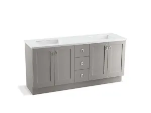 KOHLER K-99538-TKSD-1WA Poplin 72" bathroom vanity cabinet with toe kick, 4 doors and 3 drawers, split top drawer