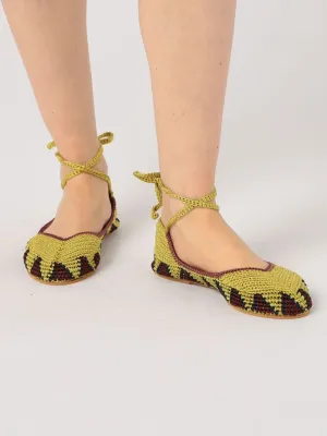 Lace Up Ballet Flat - Yellow Mustard