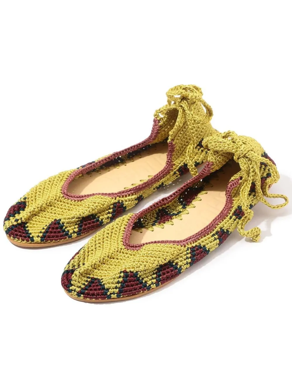 Lace Up Ballet Flat - Yellow Mustard