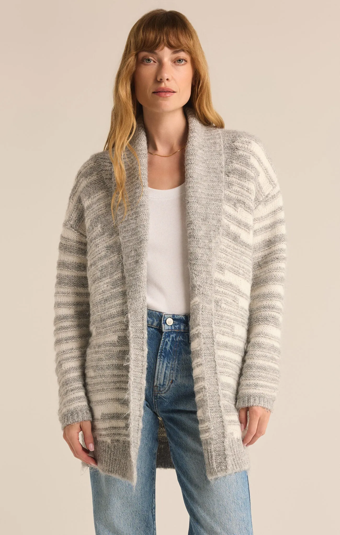 LEVEL UP CARDIGAN - LIGHT HEATHER GREY