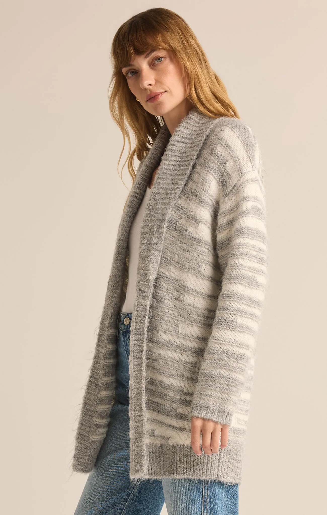 LEVEL UP CARDIGAN - LIGHT HEATHER GREY