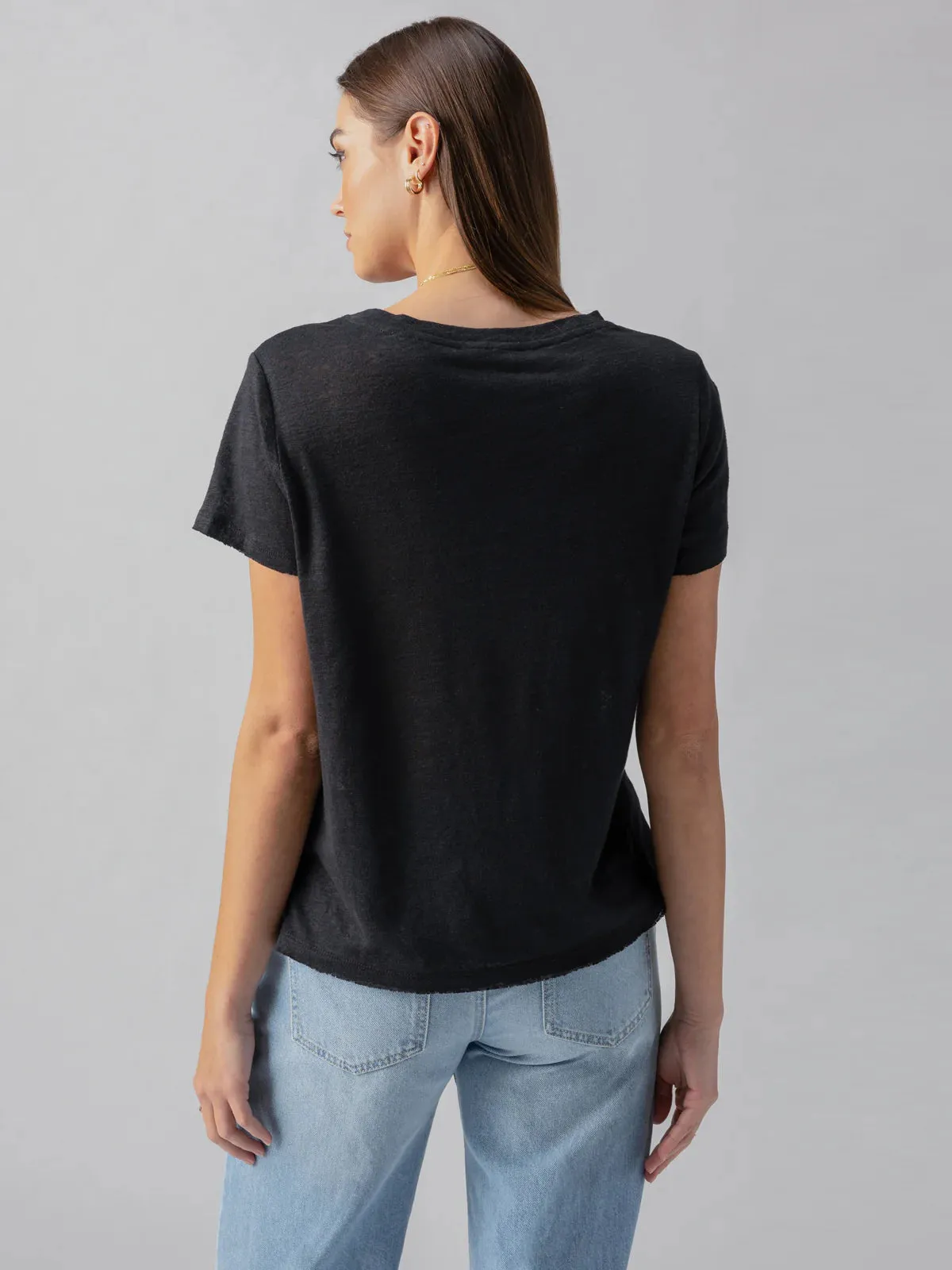 LINEN PERFECT TEE - BLACK