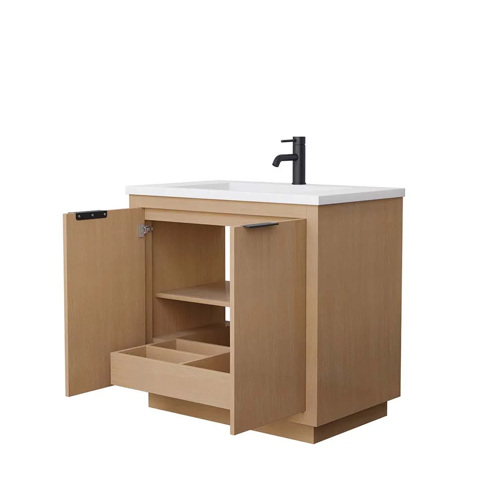 Maroni 36 Inch Single Bathroom Vanity in Light Straw