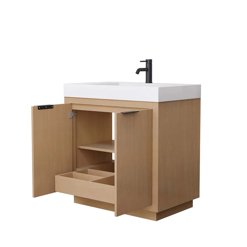 Maroni 36 Inch Single Bathroom Vanity in Light Straw