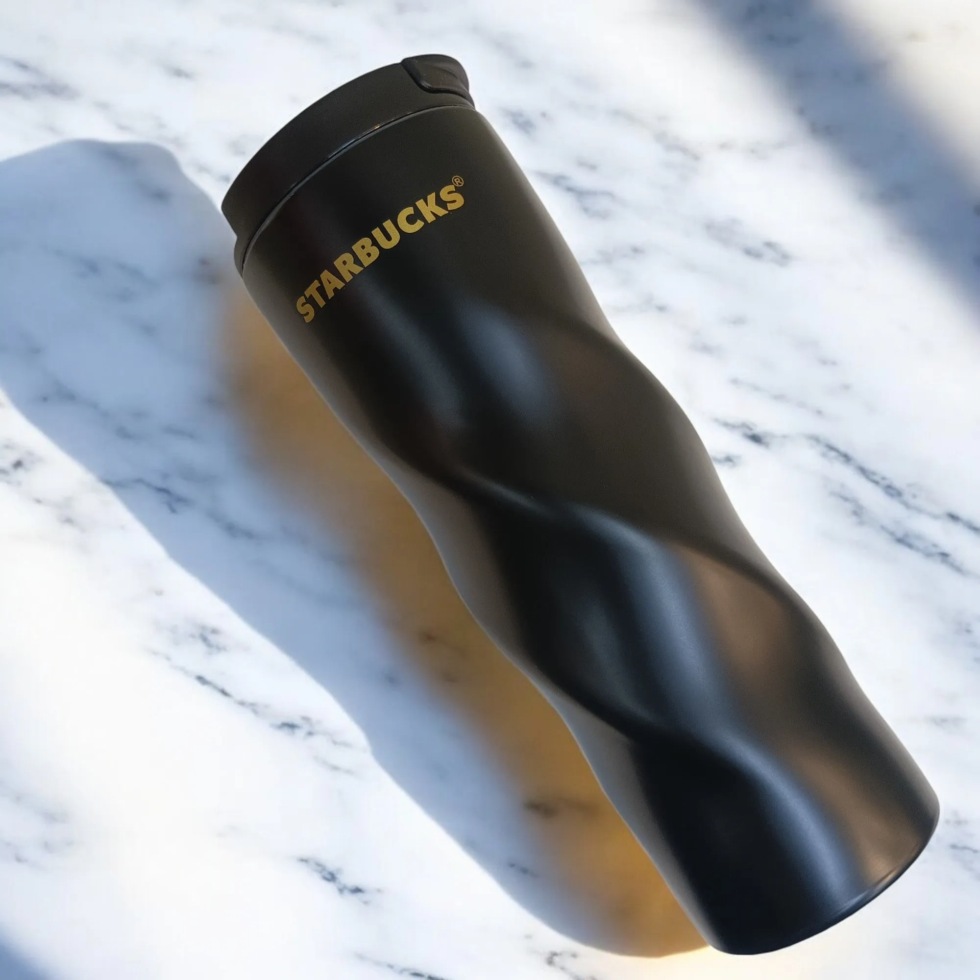 Matte Black Swirl Stainless Steel Travel Mug