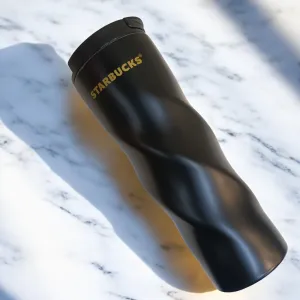 Matte Black Swirl Stainless Steel Travel Mug