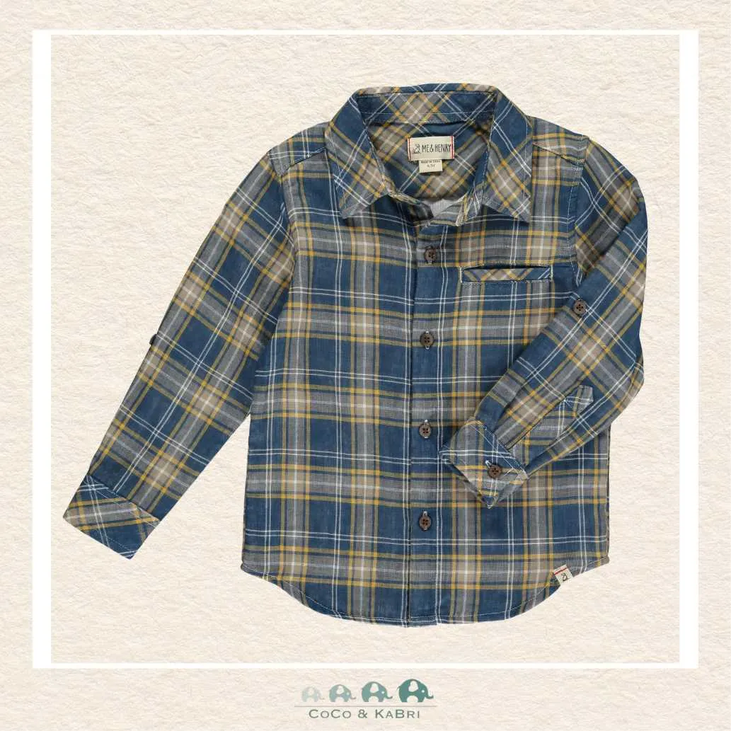 Me & Henry: Atwood Woven Shirt - Blue/Gold Plaid