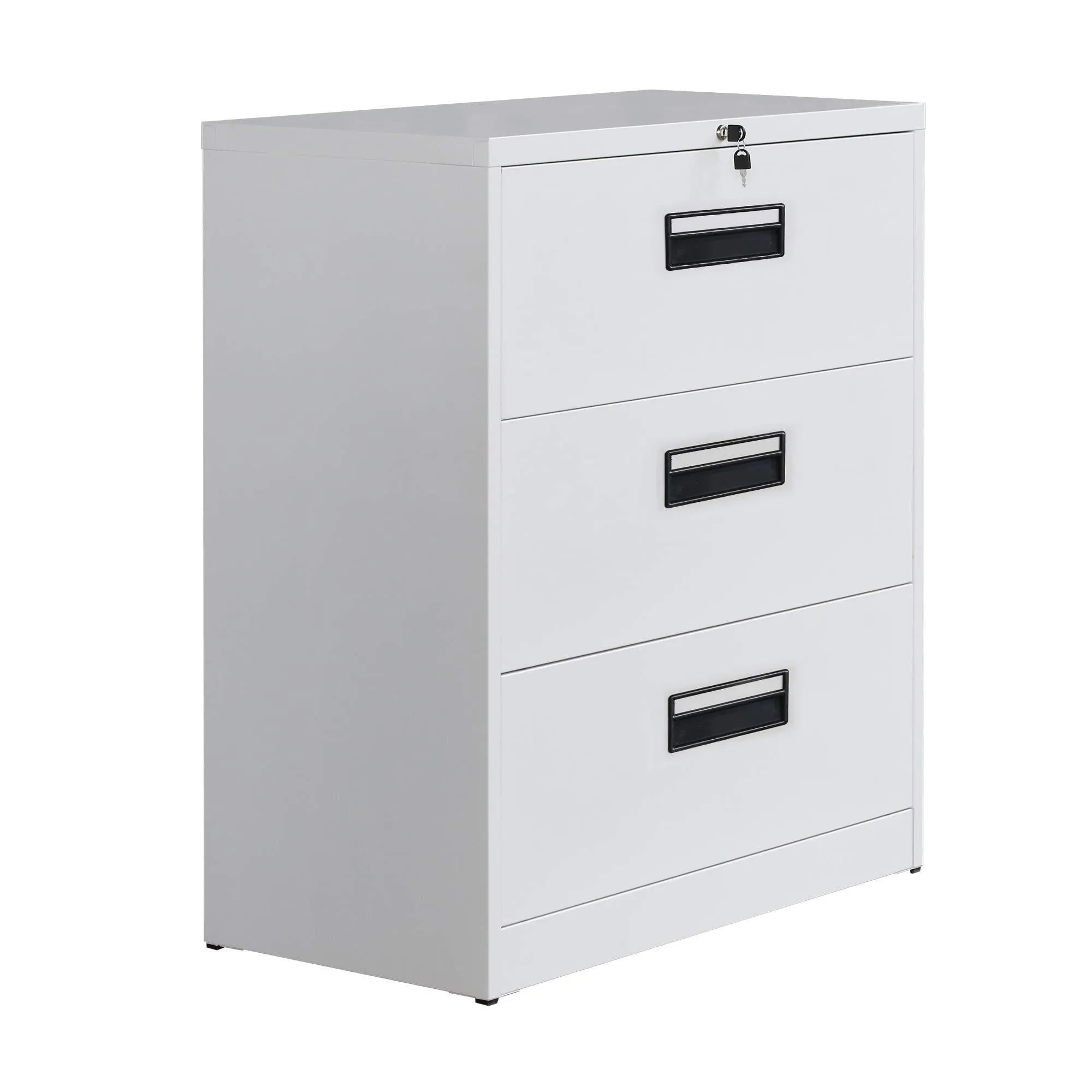 Merax lateral File Cabinet 2 Drawer Locking Filing Cabinet 3 Drawers Metal Organizer with Heavy Duty Hanging File Frame for Legal & Business Files Office Home Storage