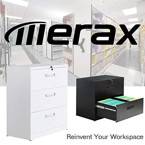 Merax lateral File Cabinet 2 Drawer Locking Filing Cabinet 3 Drawers Metal Organizer with Heavy Duty Hanging File Frame for Legal & Business Files Office Home Storage