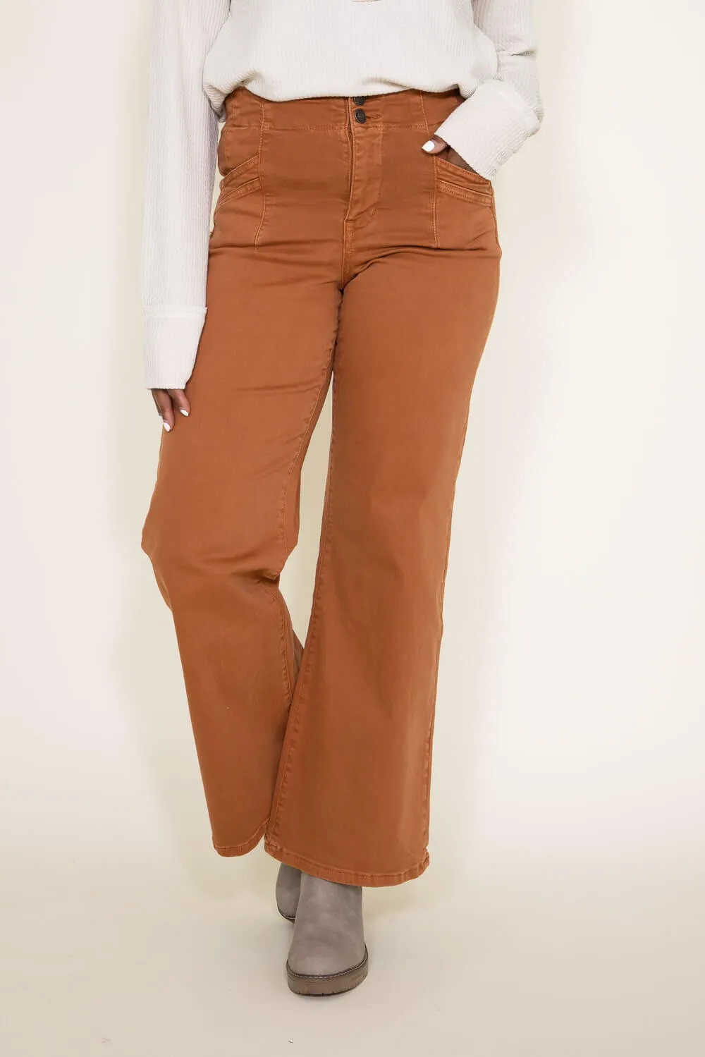 Mica High Rise Wide Leg Jeans for Women in Rustic Orange | MDP-W506CM