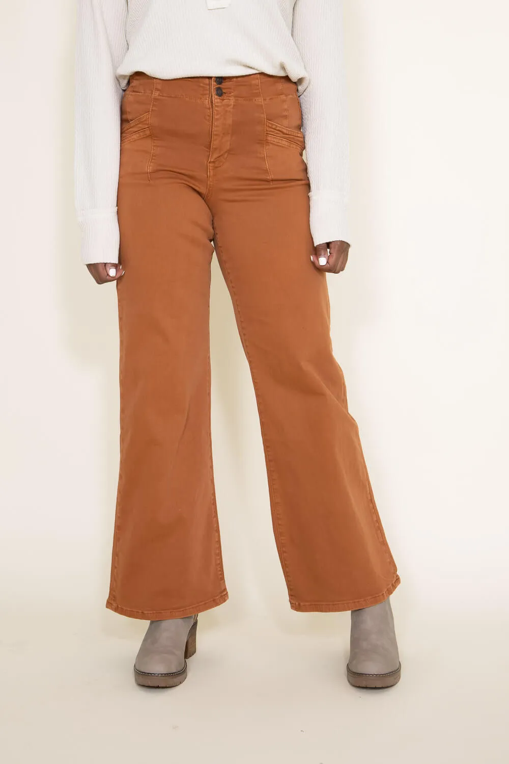 Mica High Rise Wide Leg Jeans for Women in Rustic Orange | MDP-W506CM