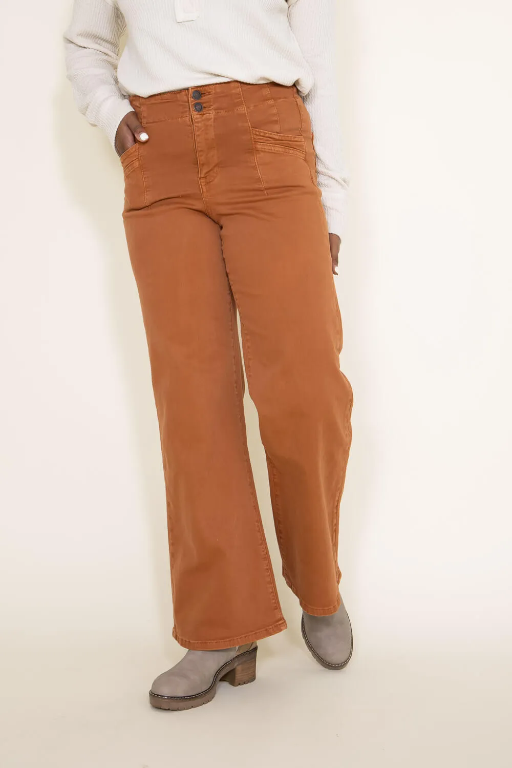 Mica High Rise Wide Leg Jeans for Women in Rustic Orange | MDP-W506CM