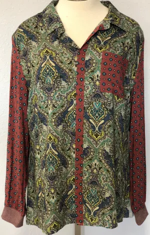 MIX PRINT LS BUTTON DOWN TOP