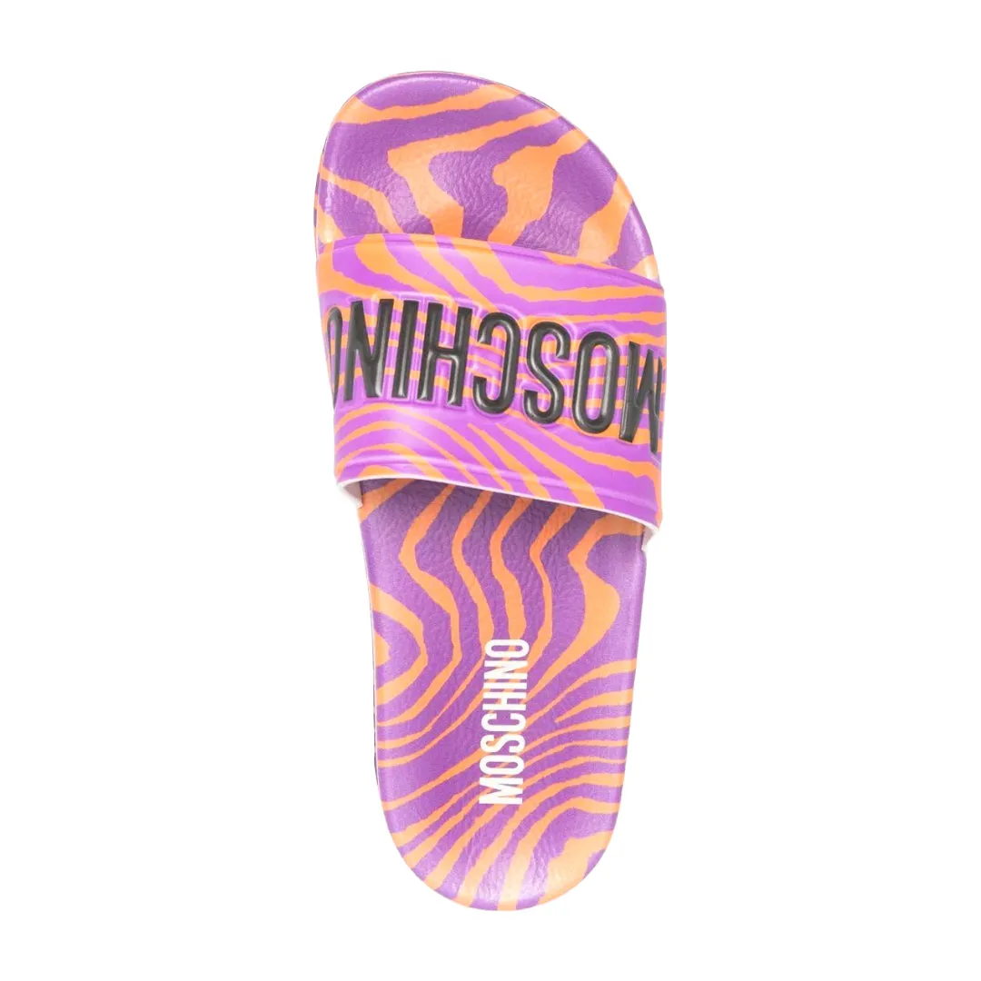 MOSCHINO LOGO EMBOSSED SLIDE ORANGE