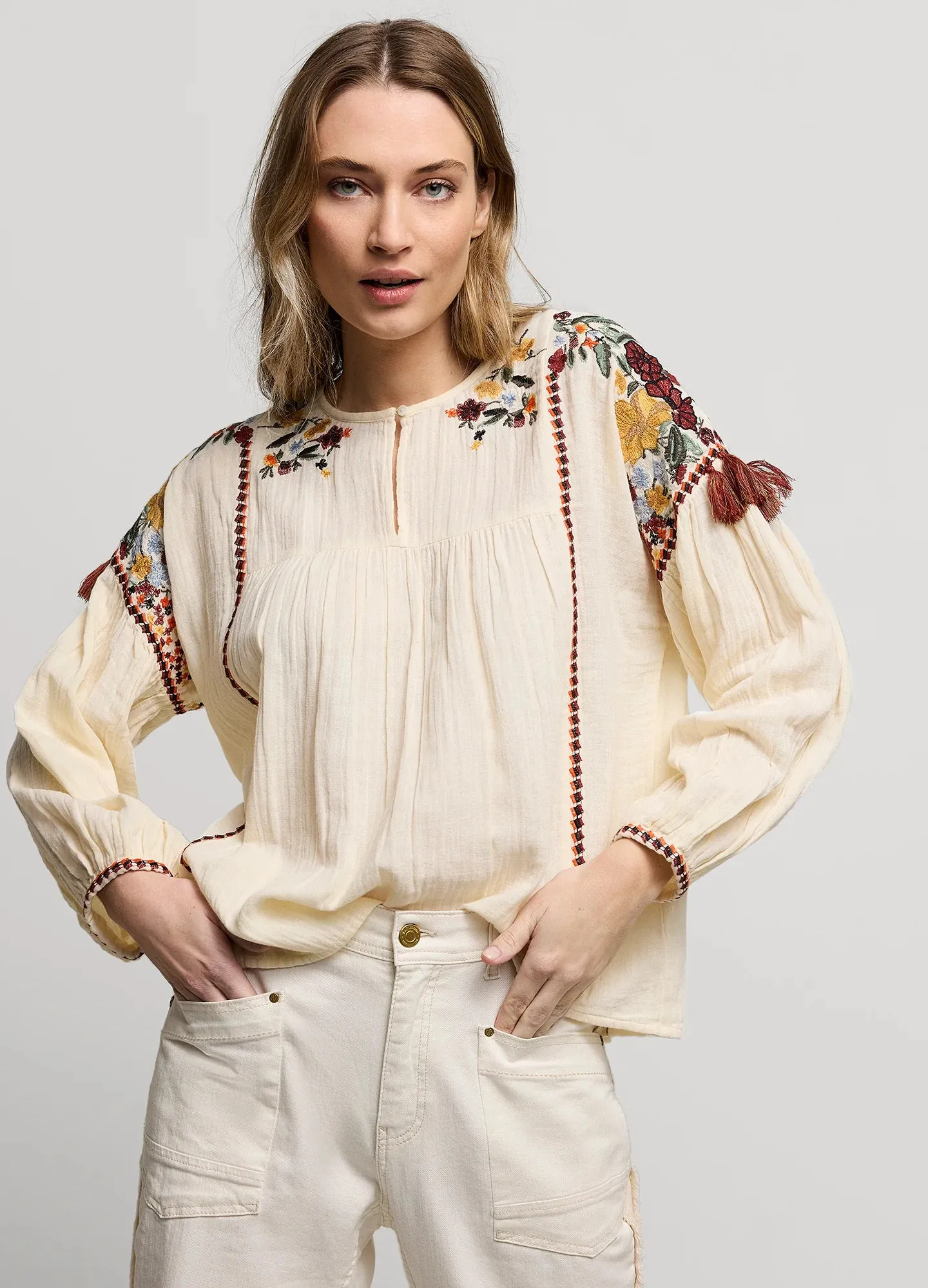 multi embroidered top