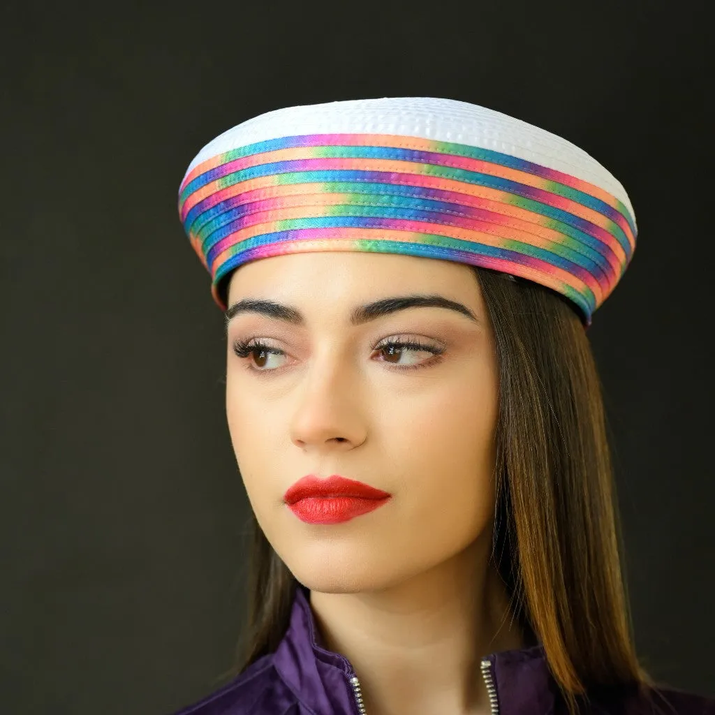 NA99410-Ladies Rainbow Pillbox Dress Hat