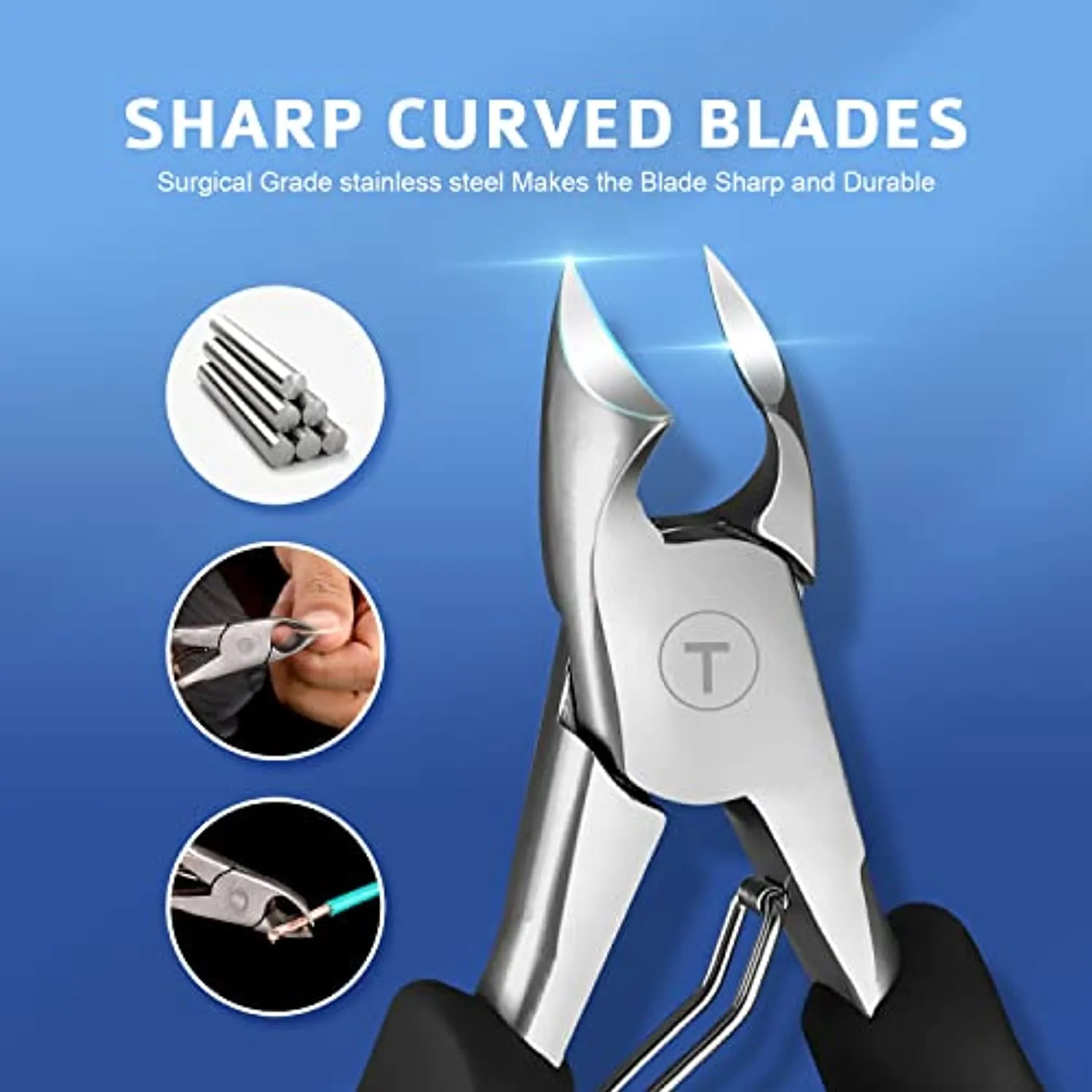 Nail Clipper for Ingrown or Thick Nail, Kaasage Podiatrist Toenail Clippers with Surgical Stainless Steel Sharp Curved Blades & Anti-Slip Handle, Professional Nail Cutter for Men, Women and Seniors